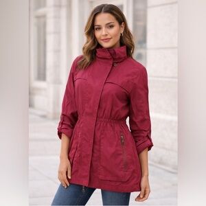 The Anorak Red Crinkle Jacket - Lightweight Casual Utility Coat